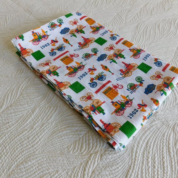 3 yds Boston engine Phoenix hose fireman cotton fabric vtg quilt sewing material - Picture 9 of 11